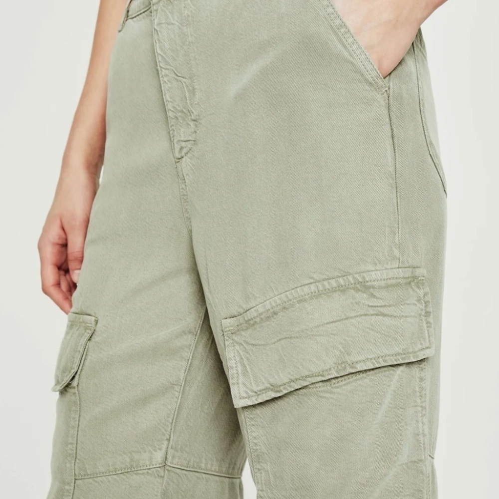 AG Los Angeles Knoxx Cargo High Rise Baggy Boyfriend green pants. Grunge utility - Picture 4 of 16